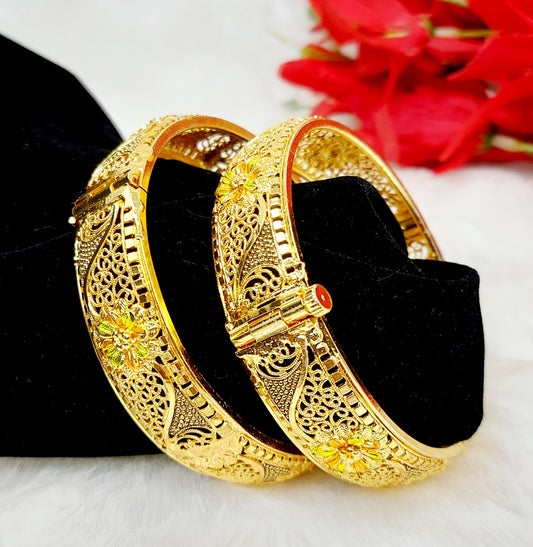 Gold Plated Bangle Set - Kada Set of 2