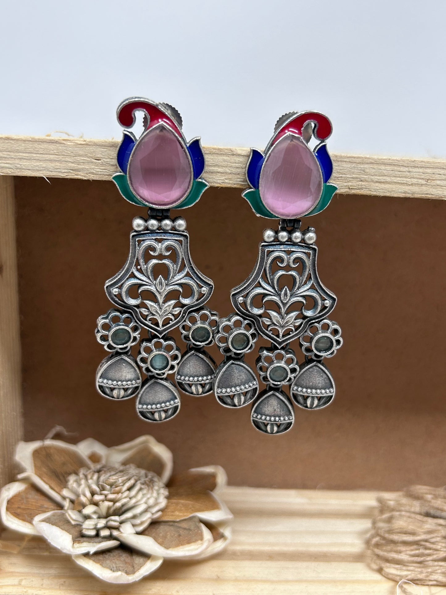 German Silver Drop Earrings