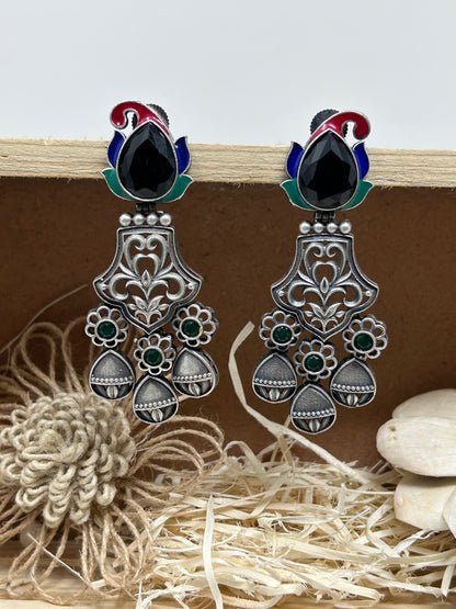 German Silver Drop Earrings