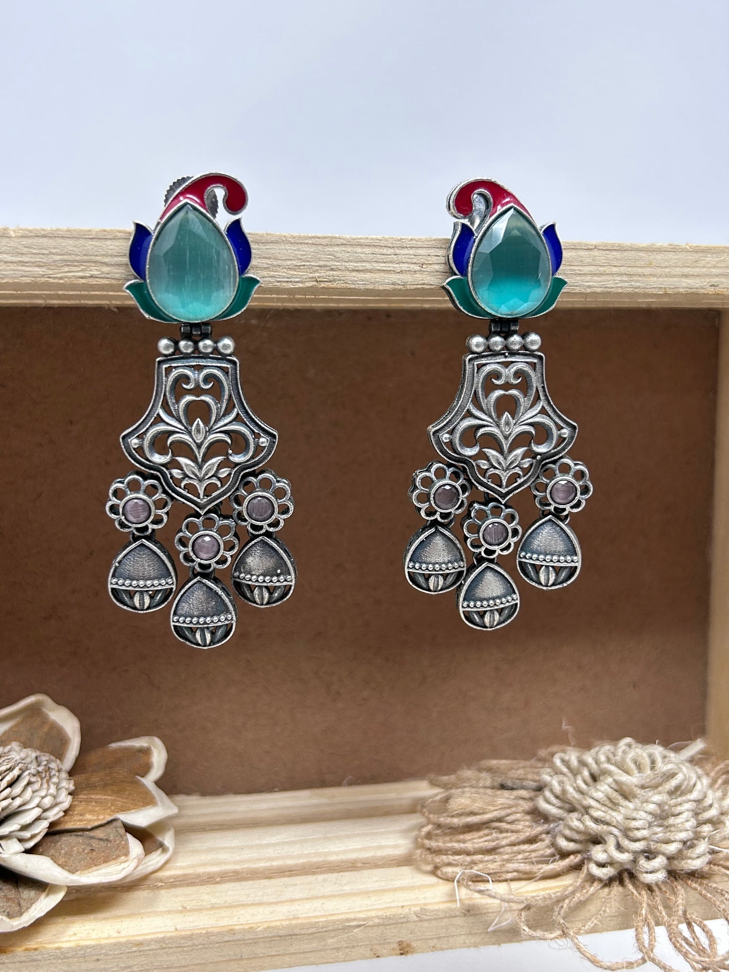 German Silver Drop Earrings