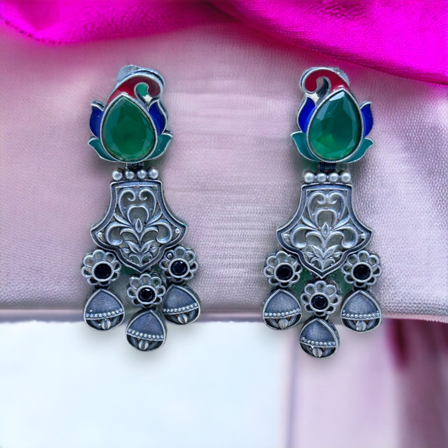 German Silver Drop Earrings