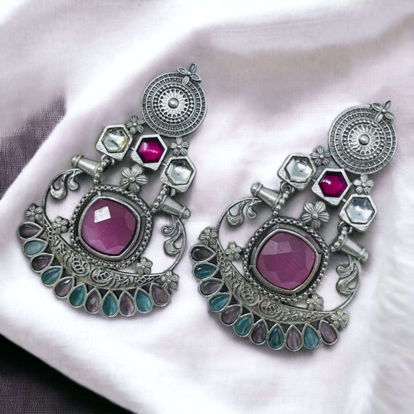 German Silver Drop Earrings