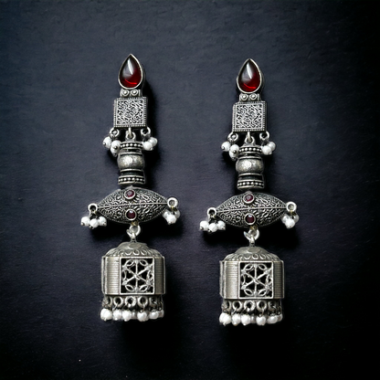 Oxidized German Silver long Jhumka Earrings