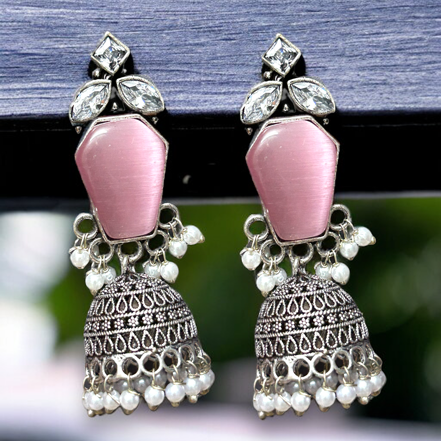 German Silver Jhumka Earrings