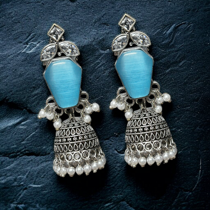 German Silver Jhumka Earrings