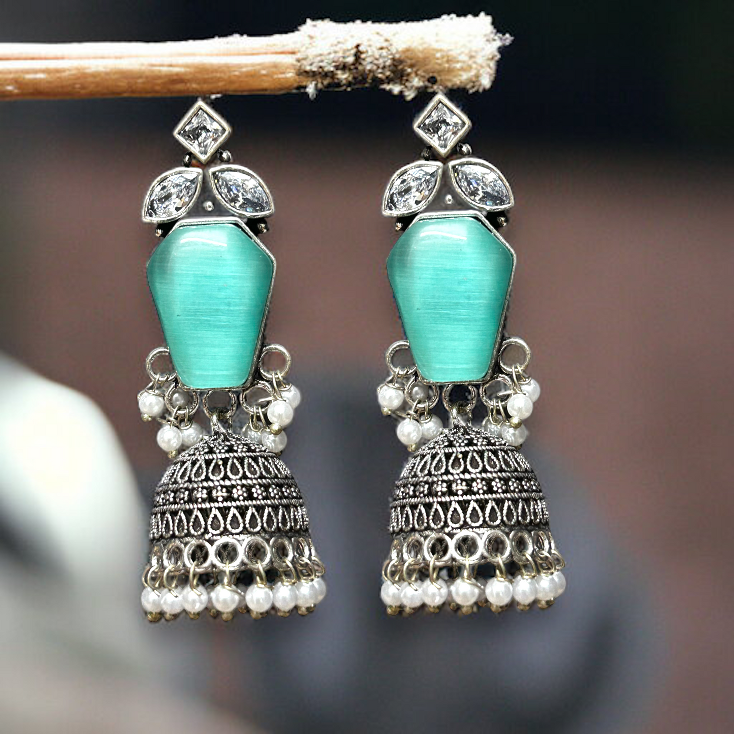 German Silver Jhumka Earrings