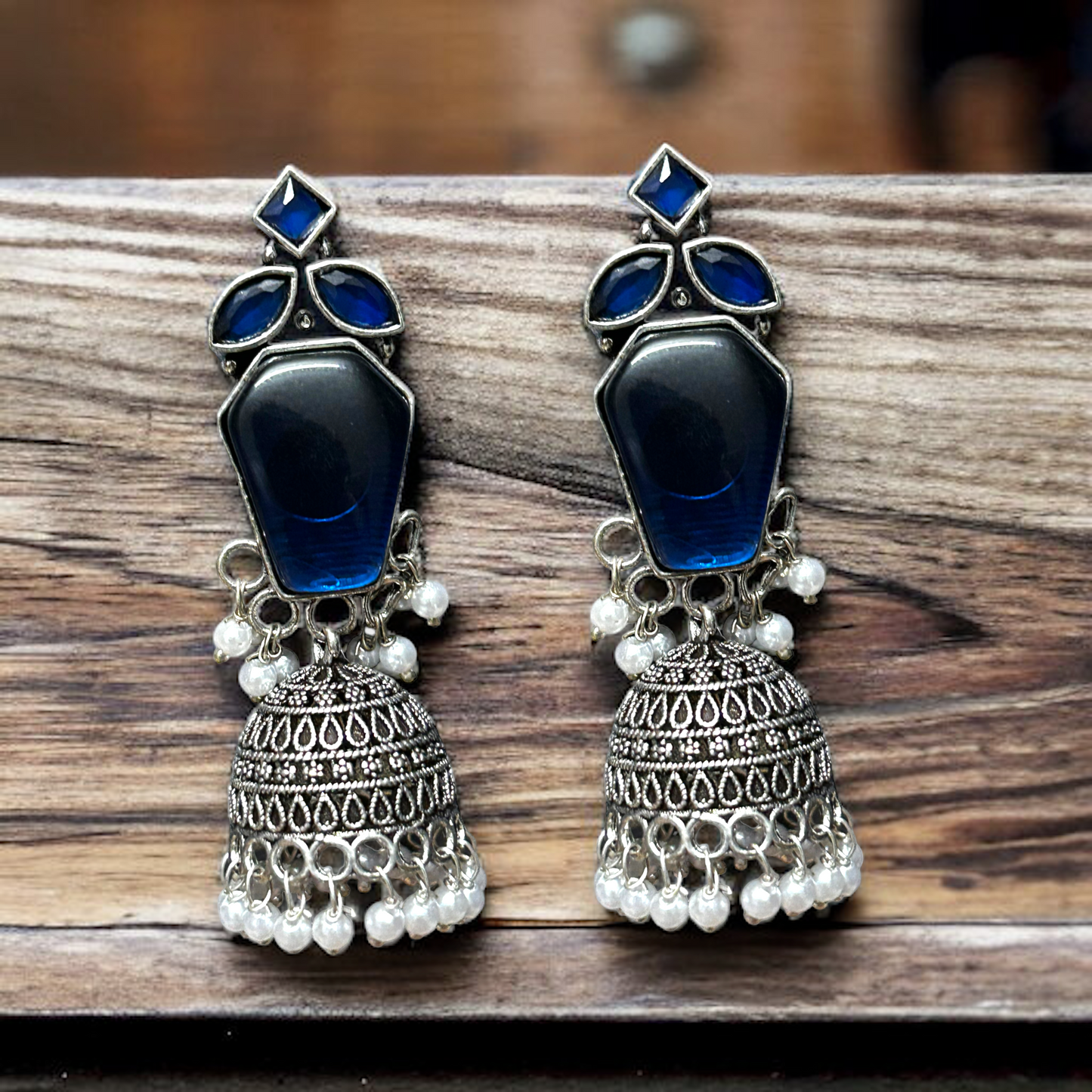 German Silver Jhumka Earrings