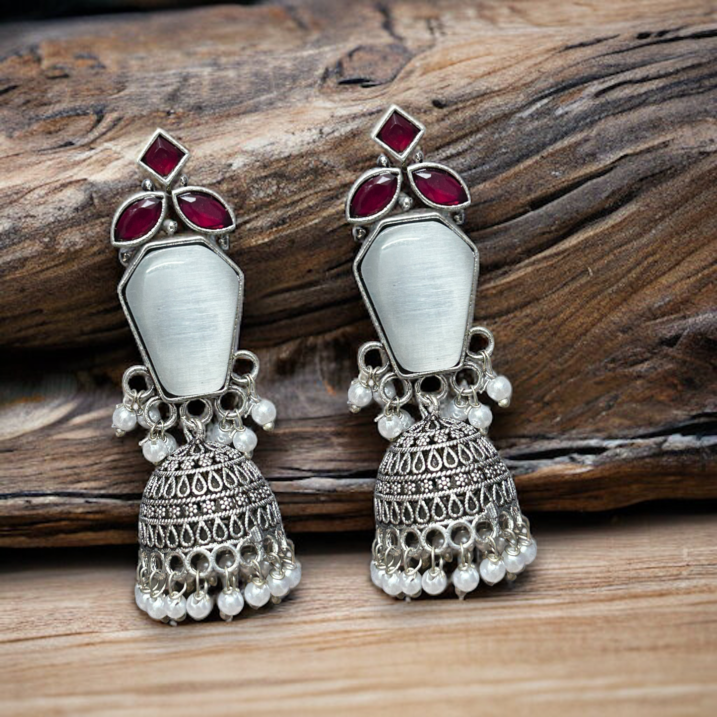 German Silver Jhumka Earrings