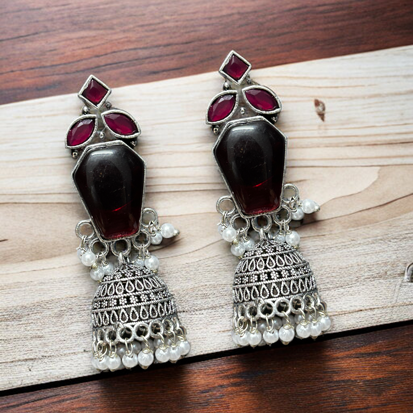 German Silver Jhumka Earrings