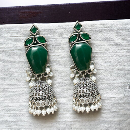 German Silver Jhumka Earrings