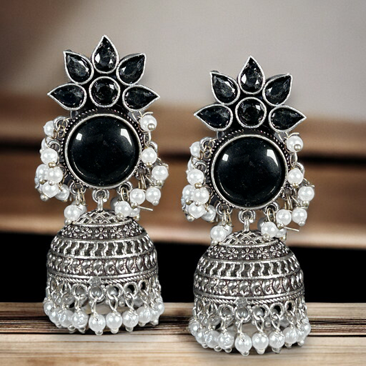 Oxidized German Silver Jhumka Earrings