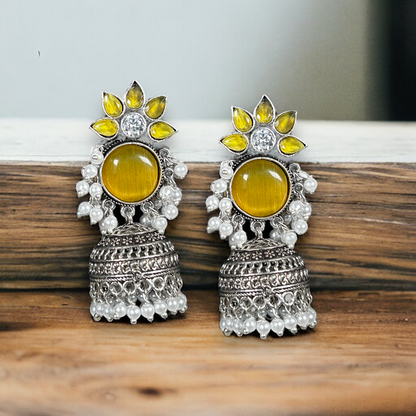 Oxidized German Silver Jhumka Earrings