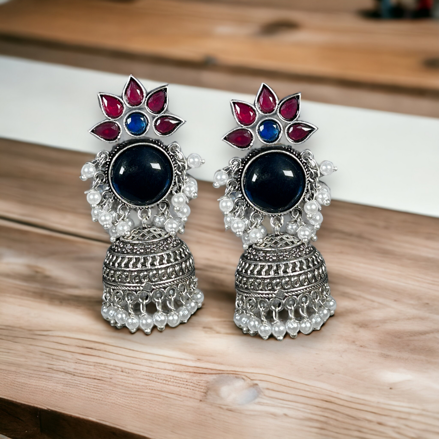 Oxidized German Silver Jhumka Earrings