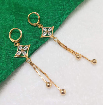 Gold Plated Diamond Studded Dangler Earrings