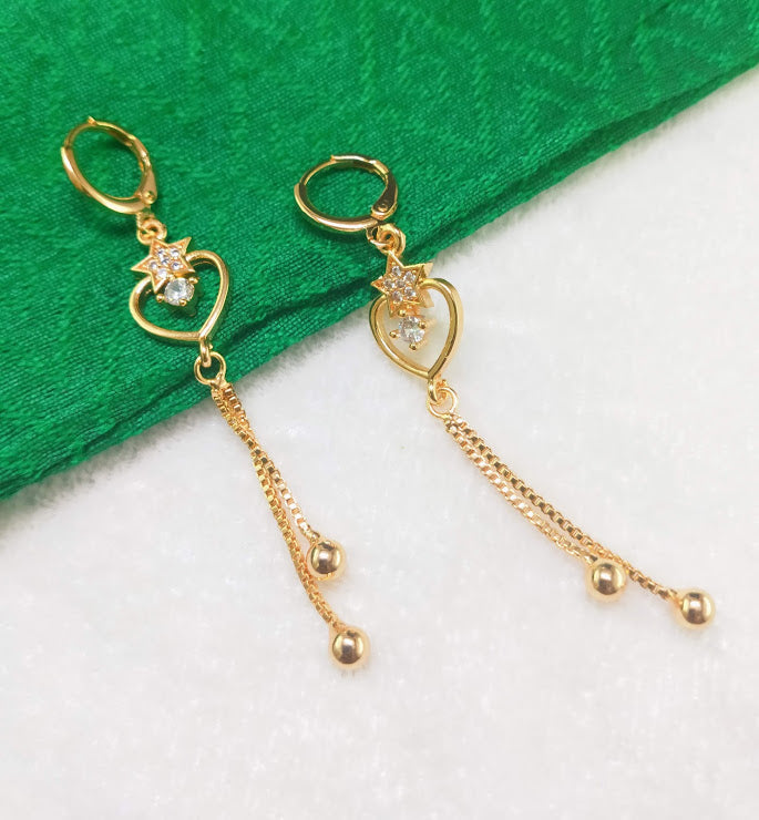 Gold Plated Diamond Studded Dangler Earrings