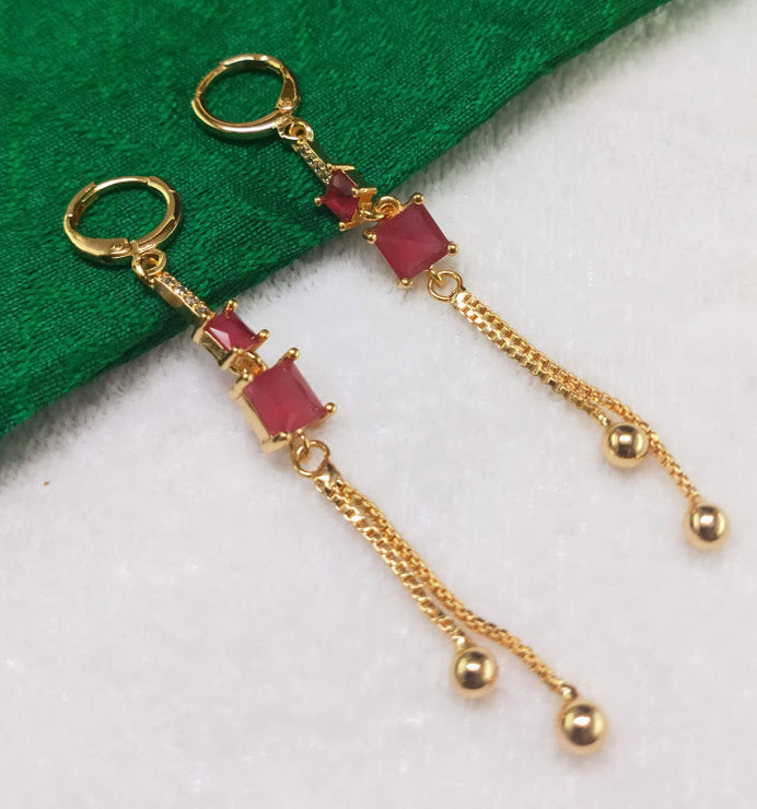 Gold Plated Diamond Studded Dangler Earrings