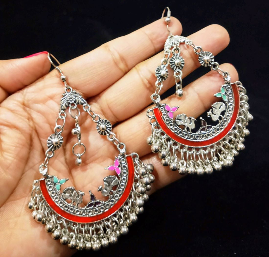 Oxidized Silver Chandbalis Earrings