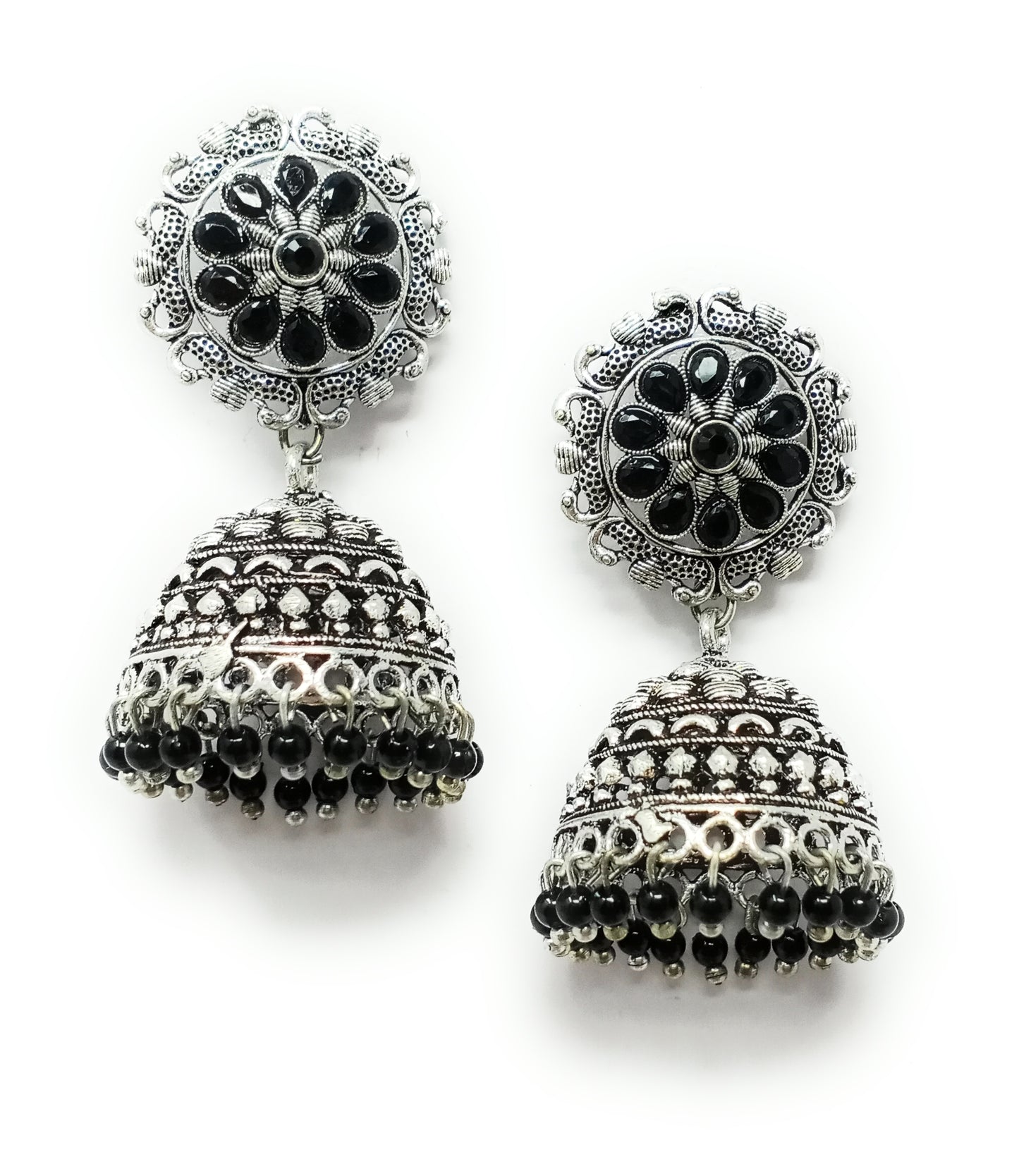 Silver Plated Oxidized Jhumki Earring