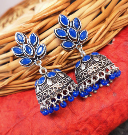 Silver Plated Oxidized Jhumki Earring