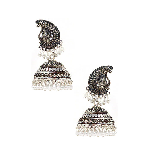 Silver Oxidized Jhumka Earrings