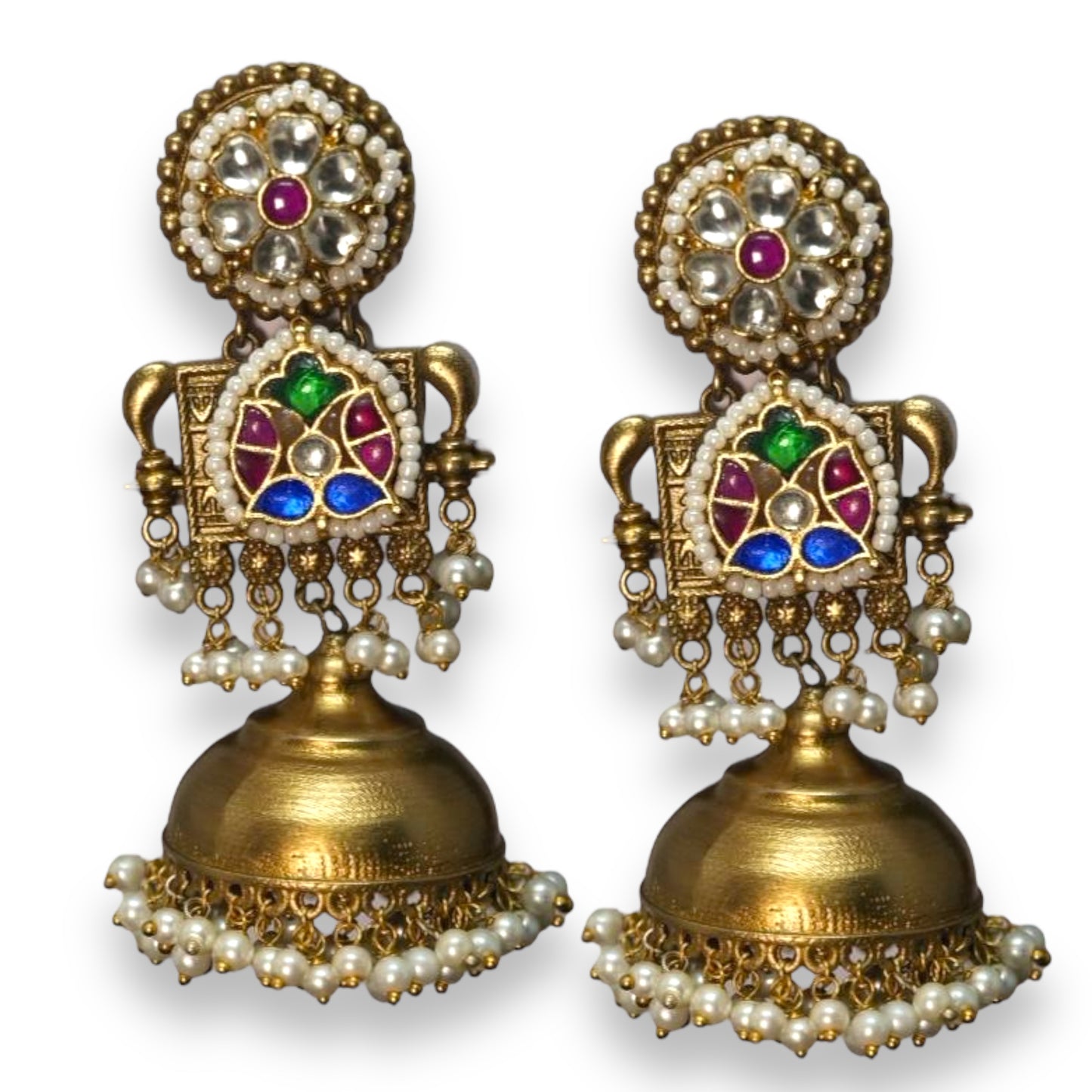 Hand Crafted Long Gold Plated Jhumka Earrings for Women and Girls