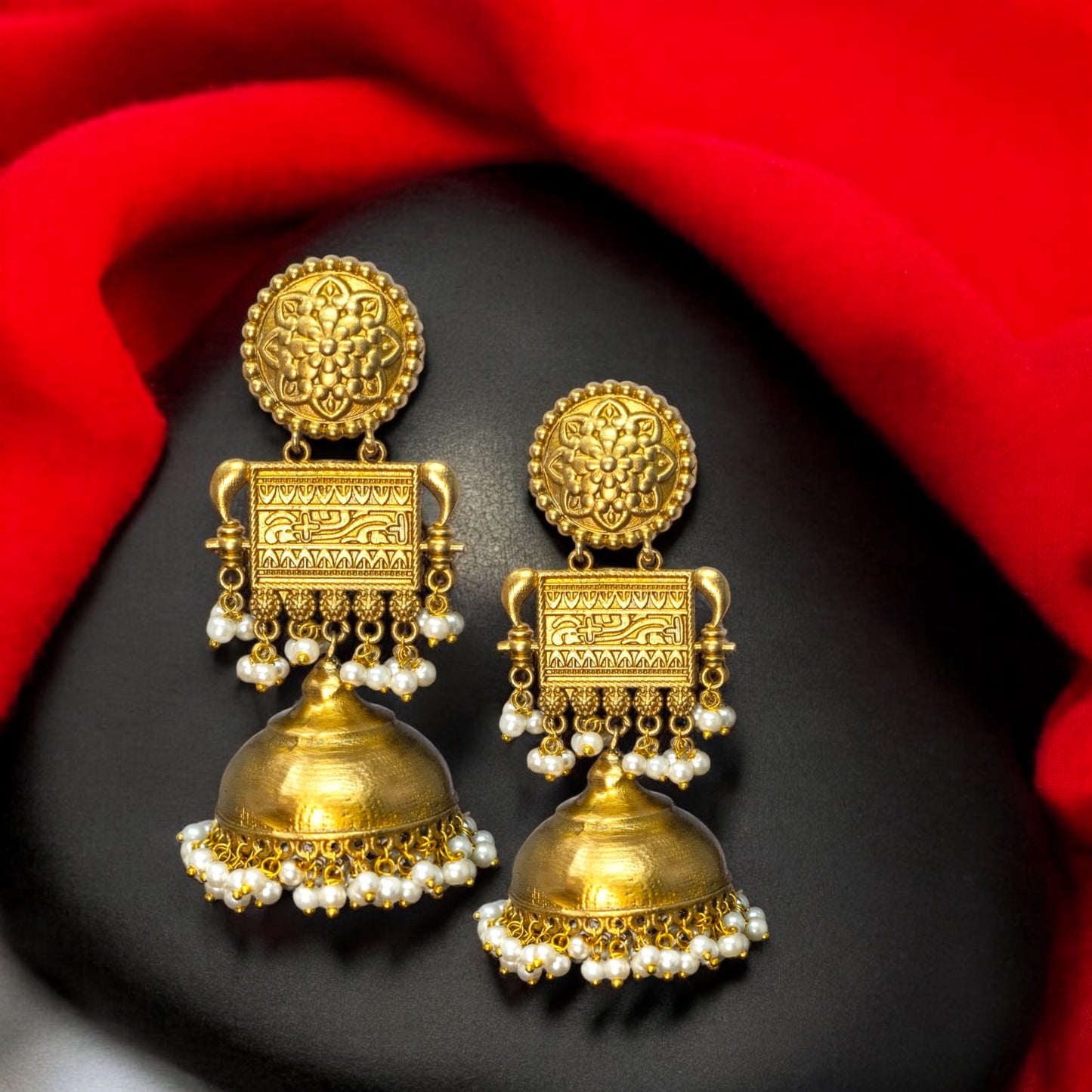 Long Gold Plated Jhumka Earrings for Women and Girls