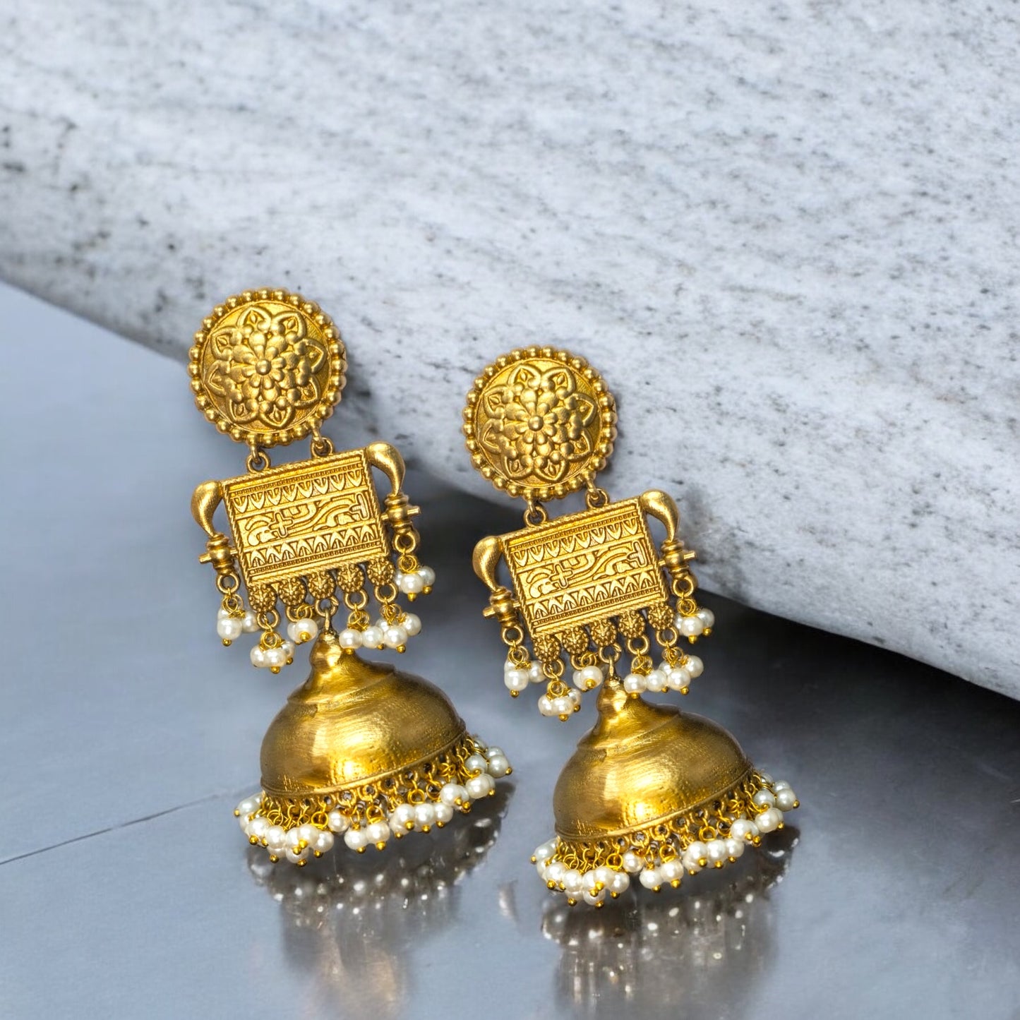 Long Gold Plated Jhumka Earrings for Women and Girls