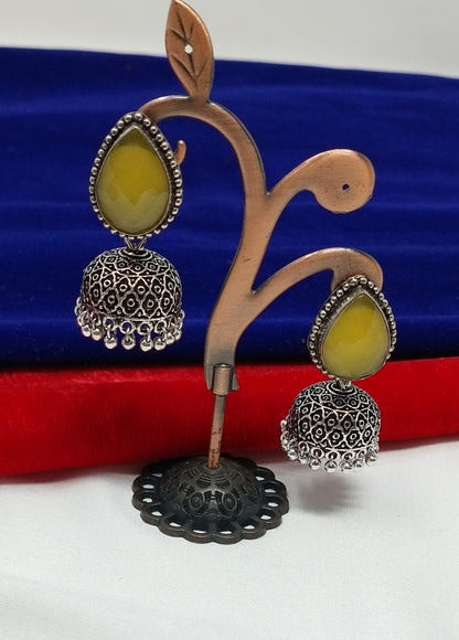 German Silver Oxidized Jhumka Earrings