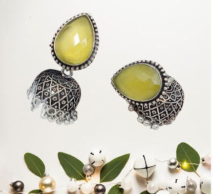 German Silver Oxidized Jhumka Earrings