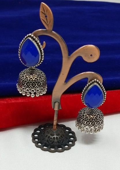 German Silver Oxidized Jhumka Earrings