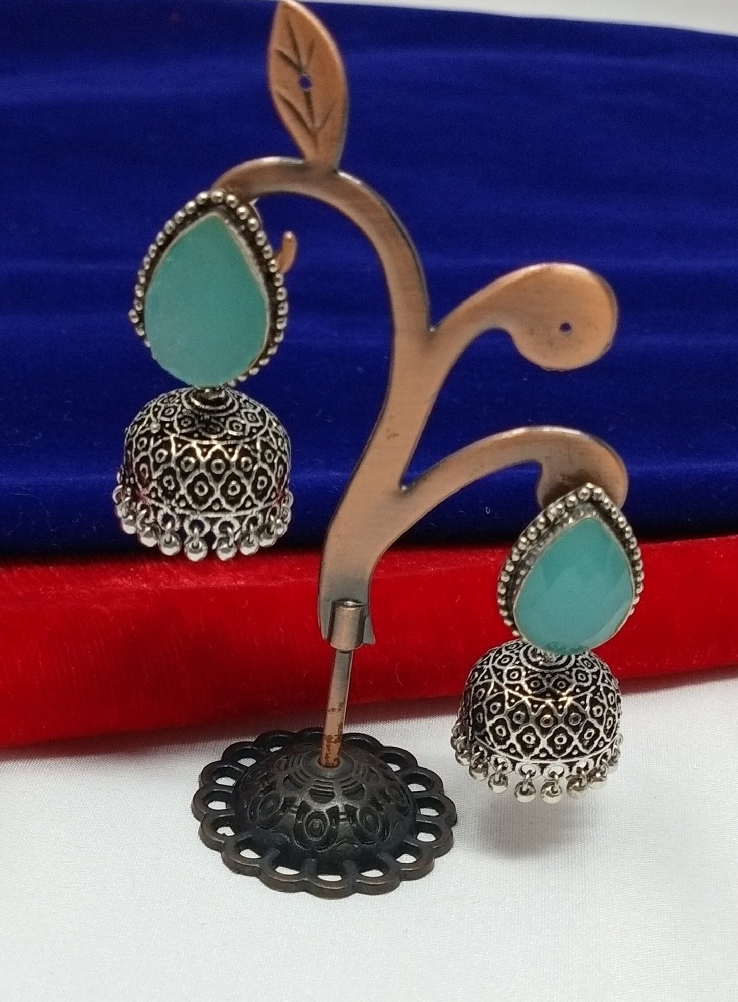 German Silver Oxidized Jhumka Earrings