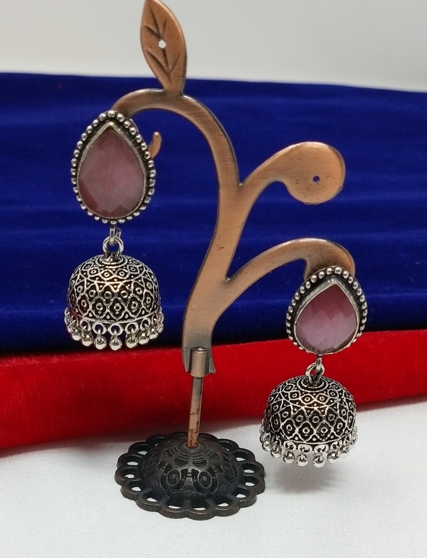 German Silver Oxidized Jhumka Earrings