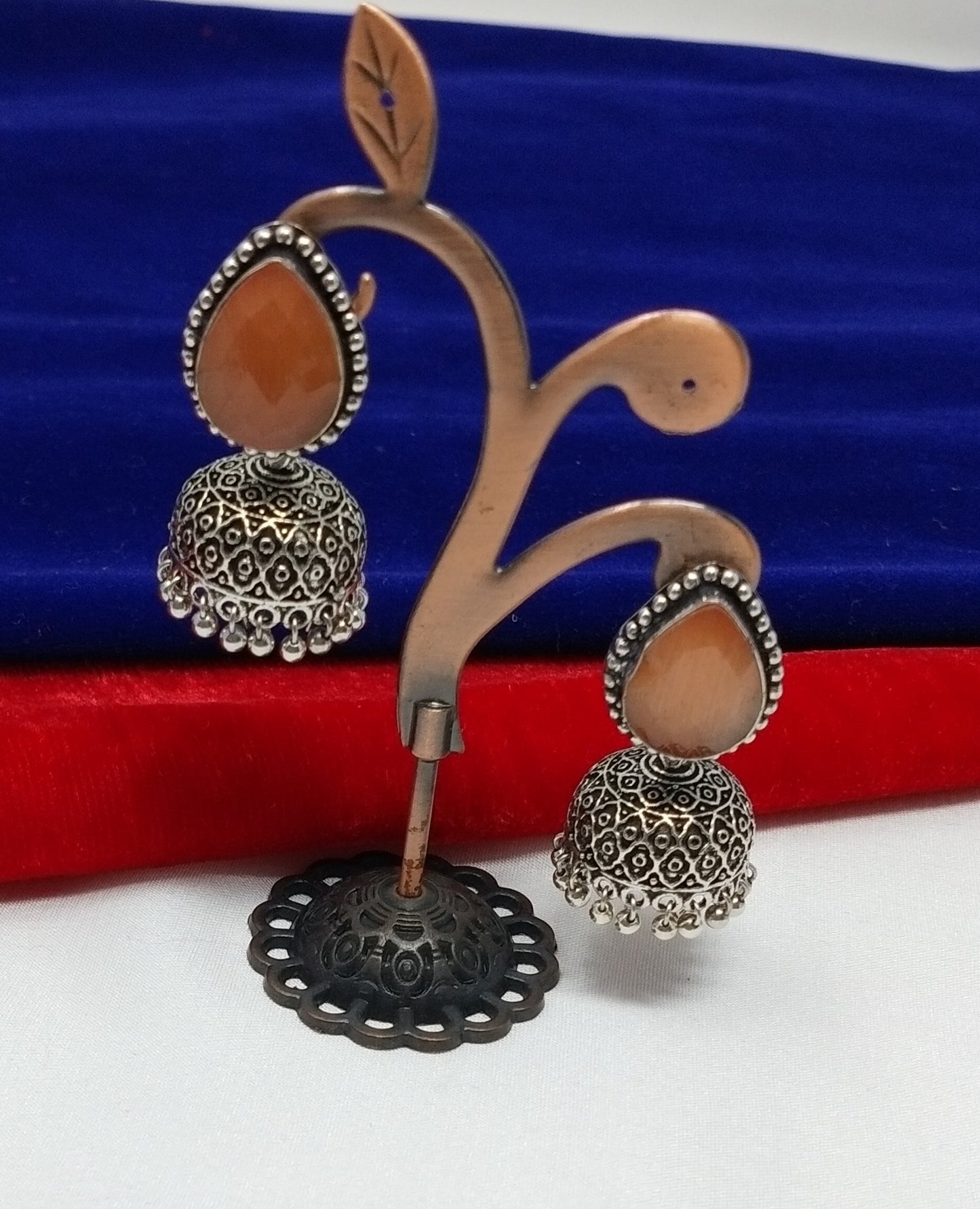 German Silver Oxidized Jhumka Earrings
