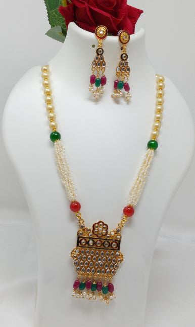Pearl Kundan Long Jewelry Set