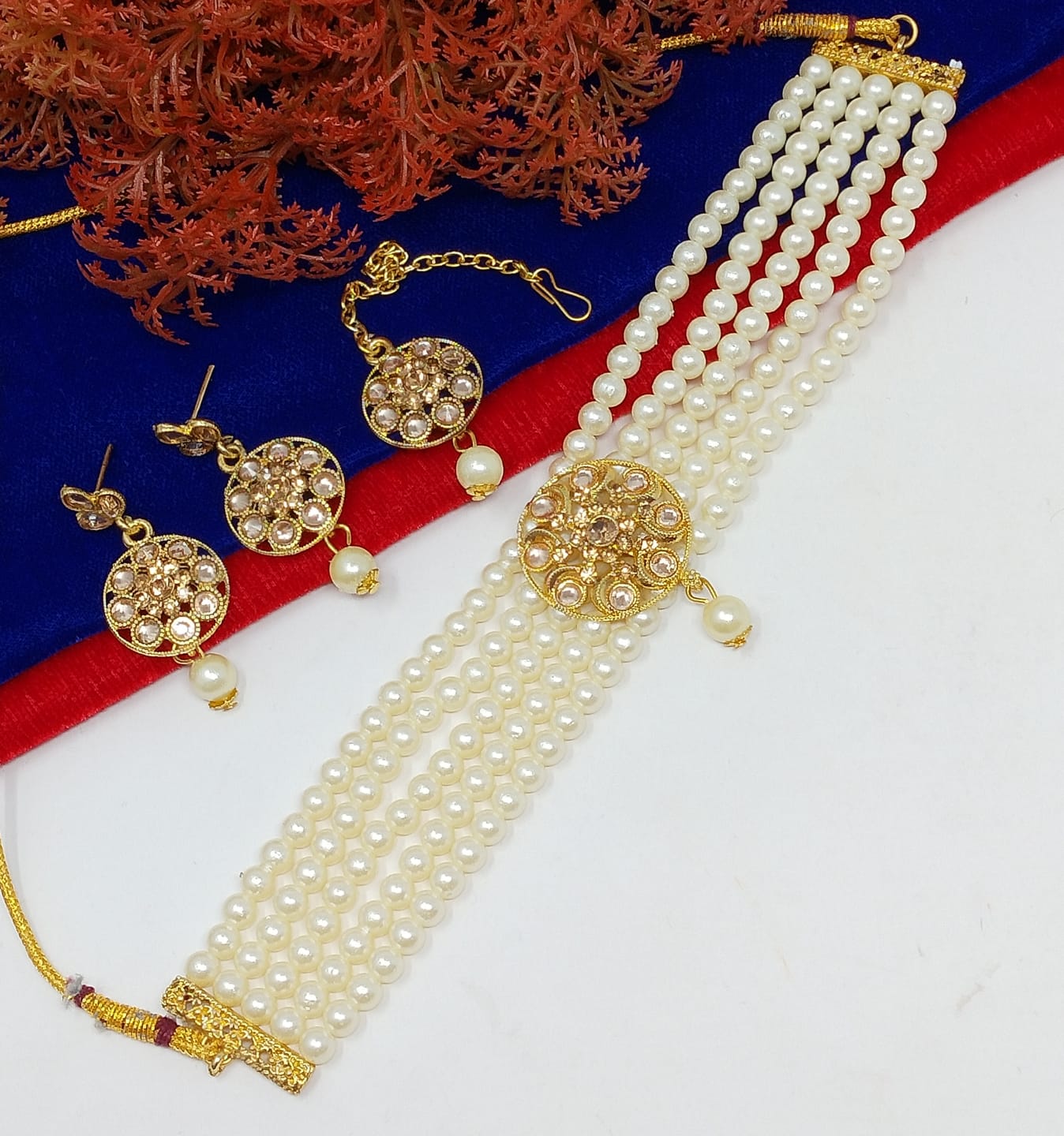 Pearl Choker Jewelry Set