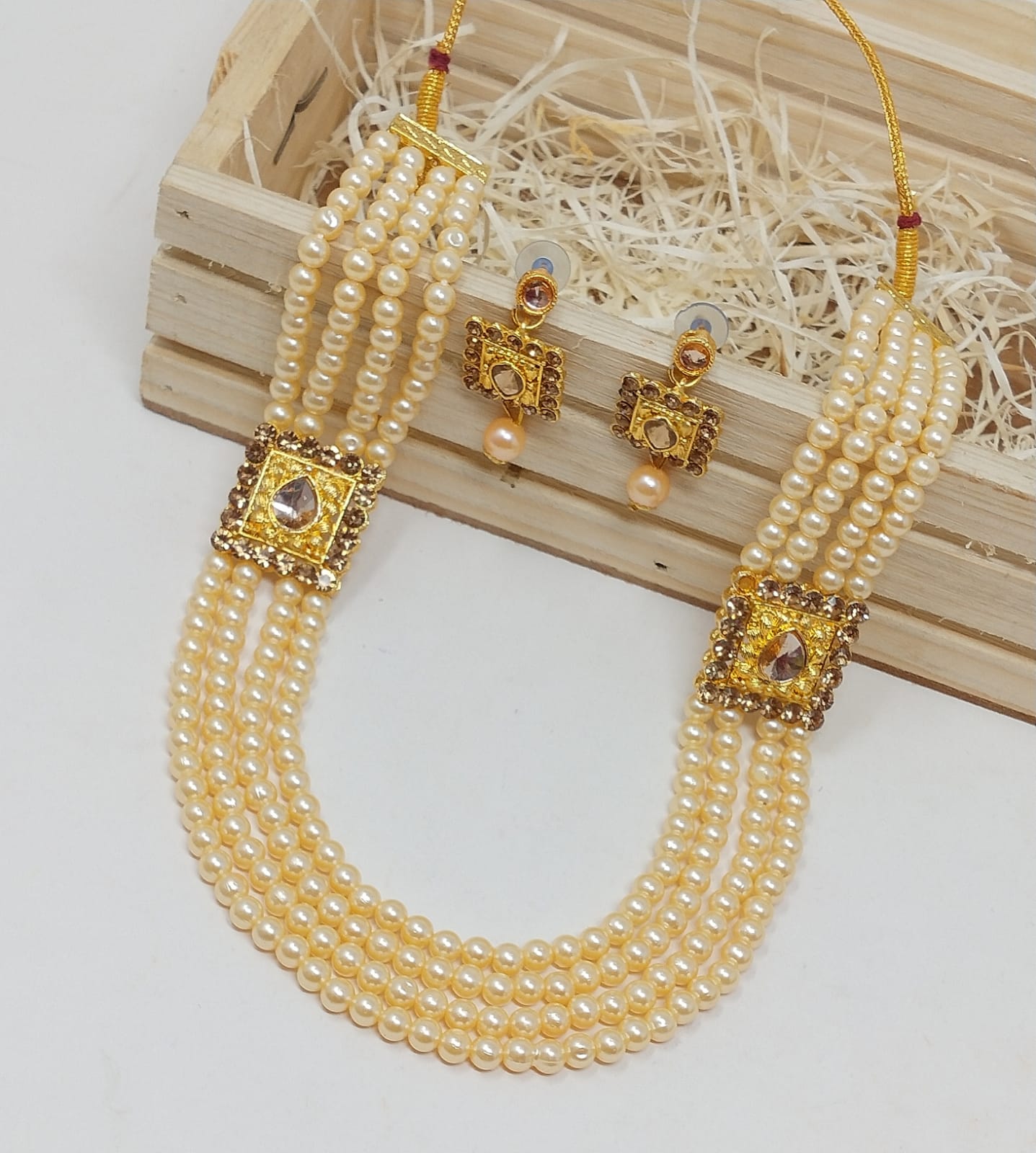 Royal Cream Pearl Long Jewelry Set