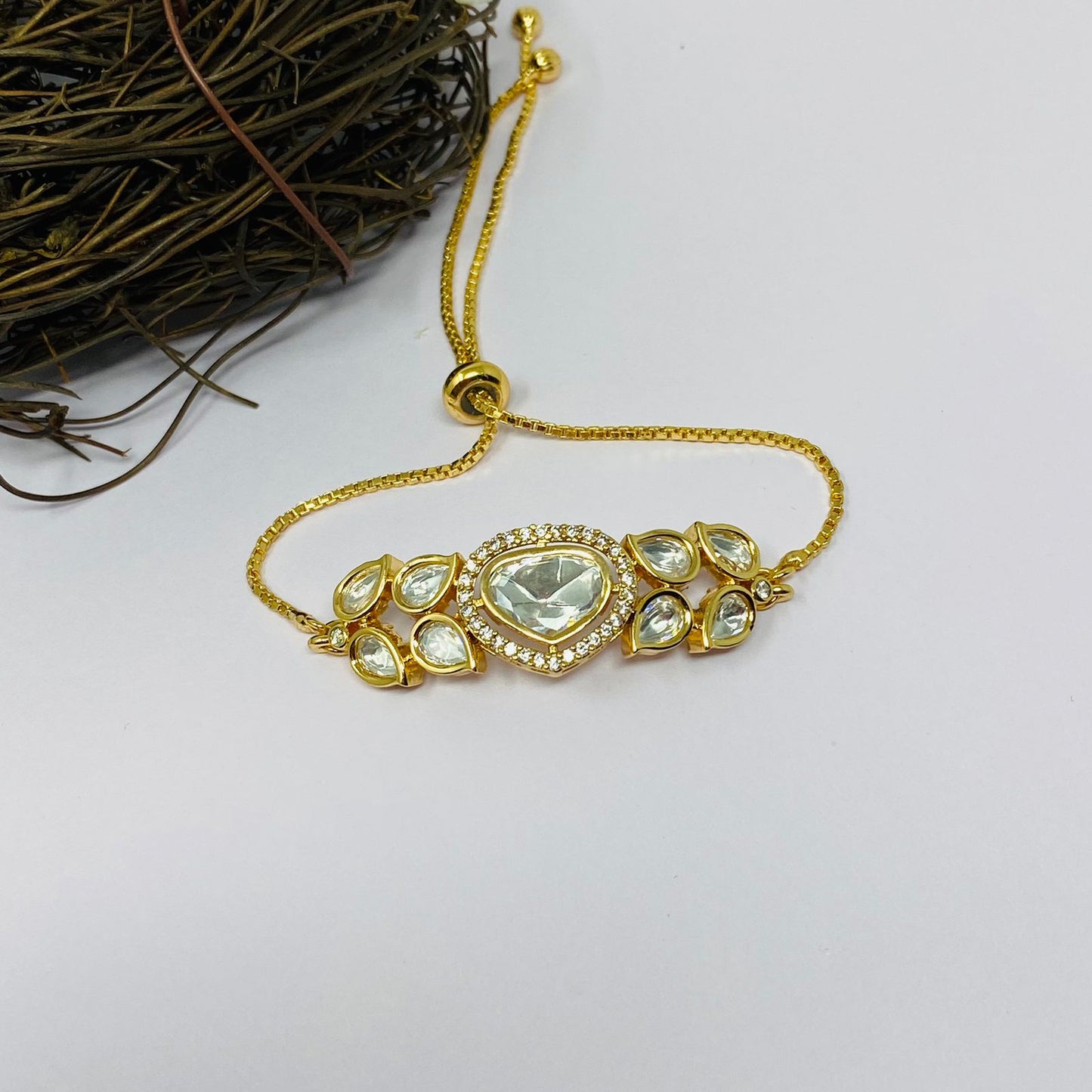 Gold Plated Polki Kundan Bracelets