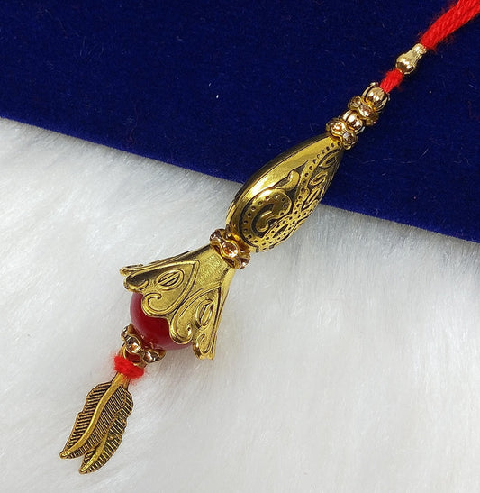 Red Moti Pearl Pendant Lumba Rakhi