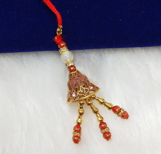 Ethnic Red Jhumkha Bhabhi Lumba Rakhi