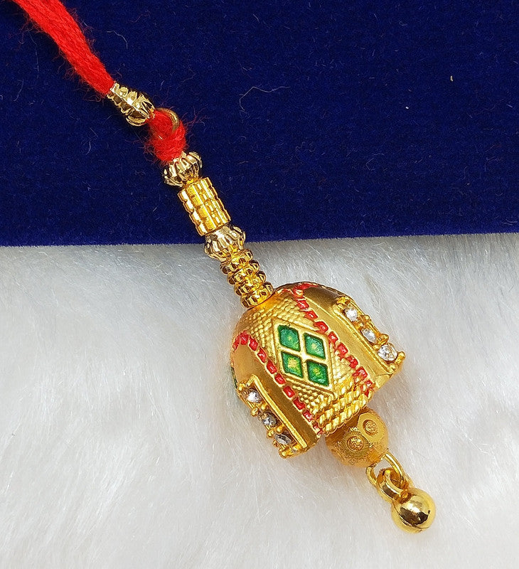 Gold Ethnic Pendant Bhabhi Lumba Rakhi