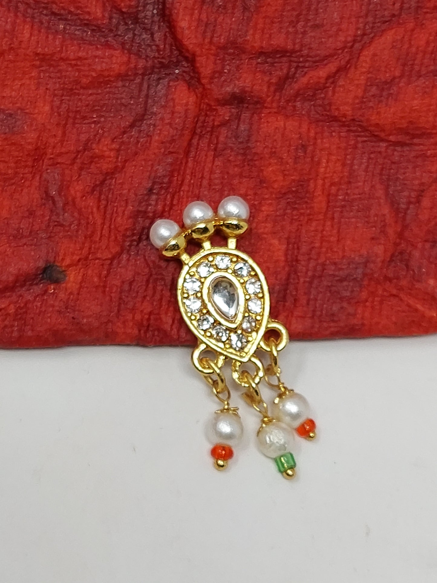 Maharashtrian Inspired Diamond-Studded Non-Piercing Clip-On Nose Pin