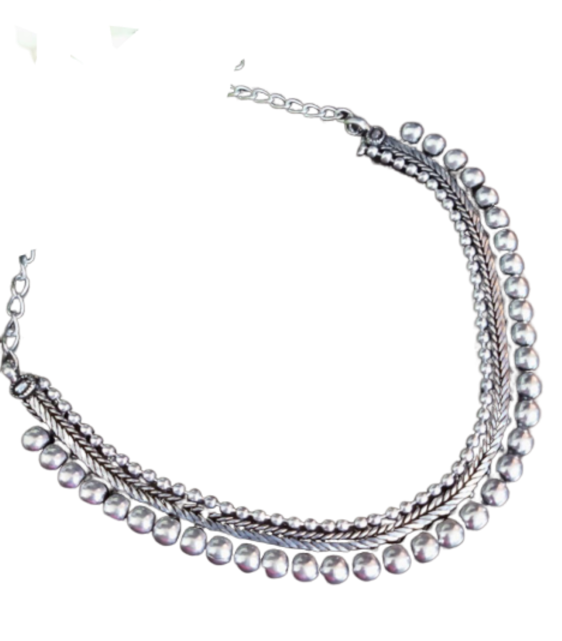 Round Balls Oxidised German Silver Necklace Set
