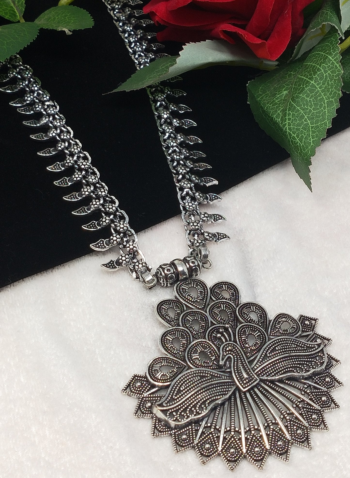 Modern Oxidized Silver Necklace