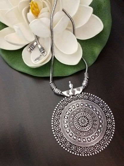 Trendy German Silver Chain Pendent  Necklace