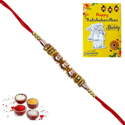 Golden Beads Pearl Rakhi For Brother