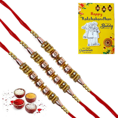 Golden Beads Pearl Rakhi For Brother