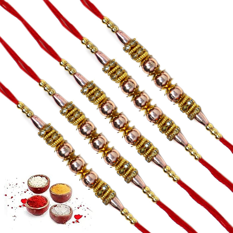 Golden Beads Pearl Rakhi For Brother