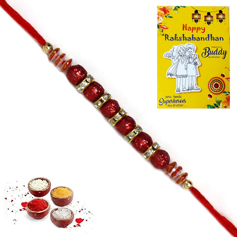 Sparkle Red Beads Rakhi For Brother