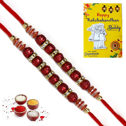 Sparkle Red Beads Rakhi For Brother