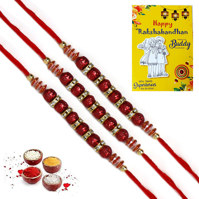 Sparkle Red Beads Rakhi For Brother